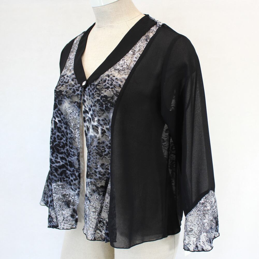 Caribe Black/White Leopardd Print Jacket and Top Set Plus 1X made in USA
